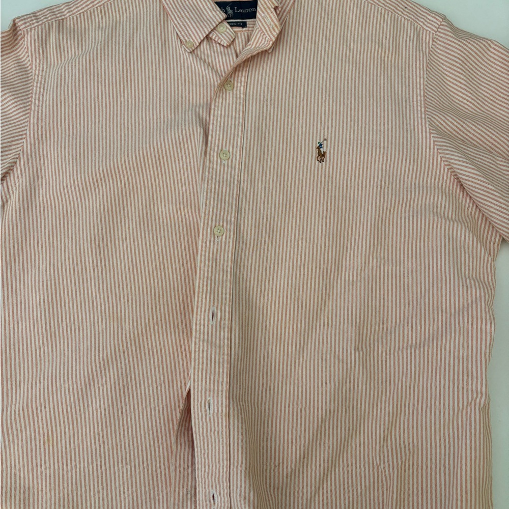 Ralph Lauren Men's Pink Striped Button Down Shirt